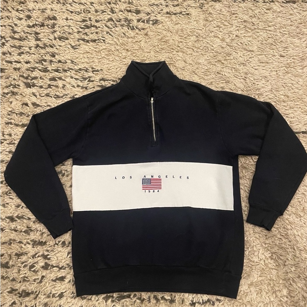 Brandy Melville Black and White Zip-Up Sweater